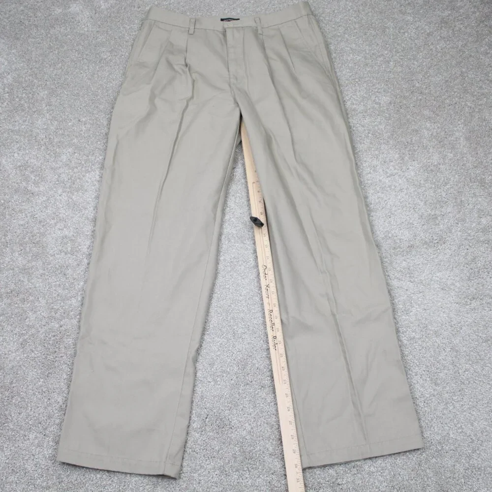 Dockers Chino Pants NWT Mens 38x30 Beige Pleated Stretch Waistband‎ Straight Leg
